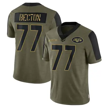 Olive Youth Mekhi Becton New York Jets Limited 2021 Salute To Service Jersey